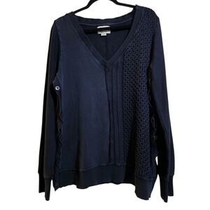 Anthropologie Saturday Sunday Arcana Cable Knit Buttoned Sweater Women's L Boho